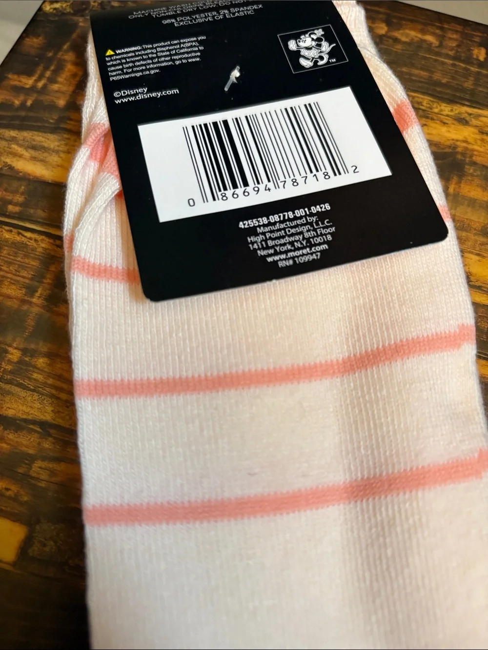 Disney Minnie Mouse Graphic Crew Socks New Show size 6.5 - 12